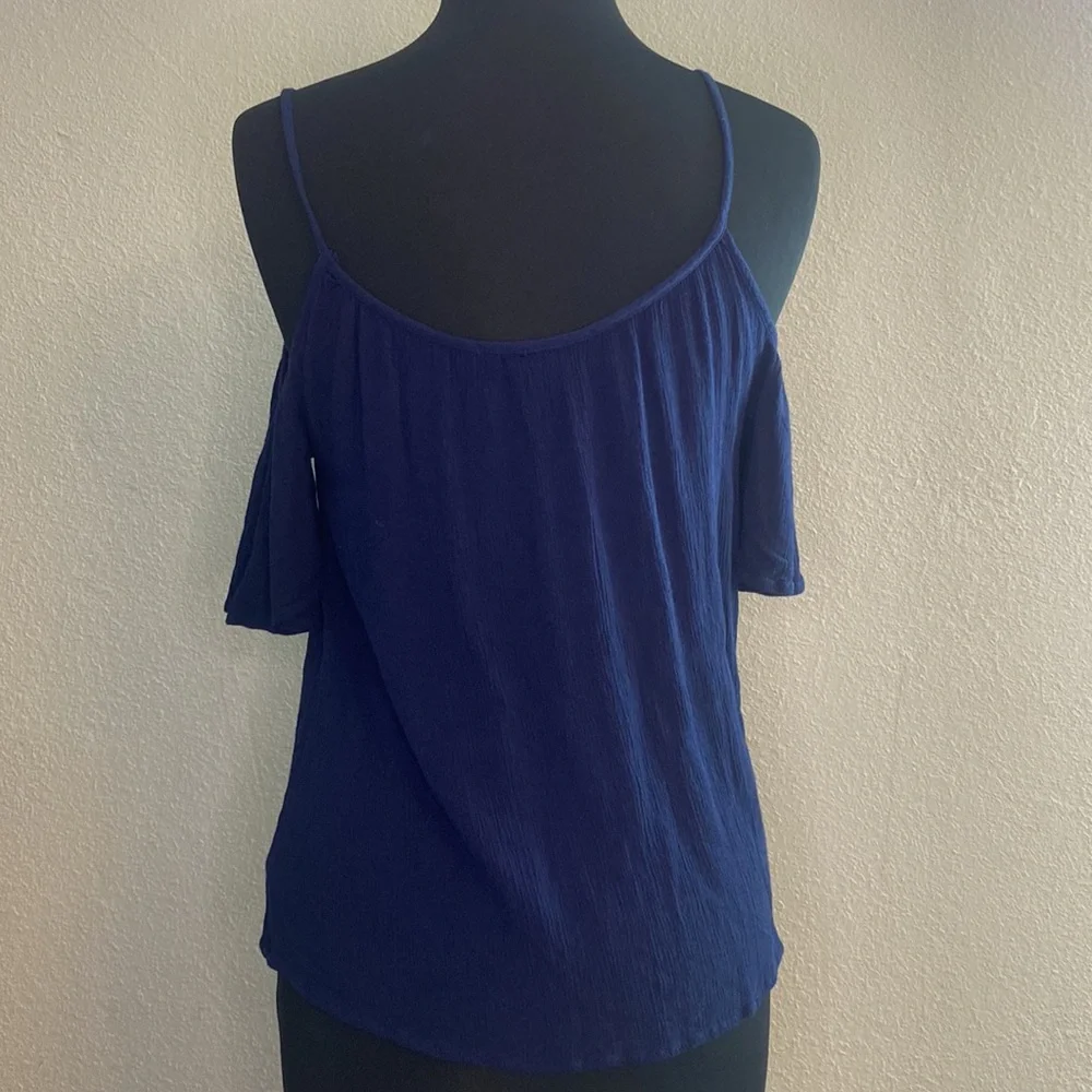 Navy off shoulder top, medium, one clothing